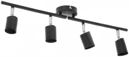 4 Lights LED Track Lighting Kit, 24in Track Rotatable Light Head, Foldable Light Arm, Track Ceiling Light Fixture Ceiling Spot Lighting for Kitchen Decor Art, Exhibition, Hallway