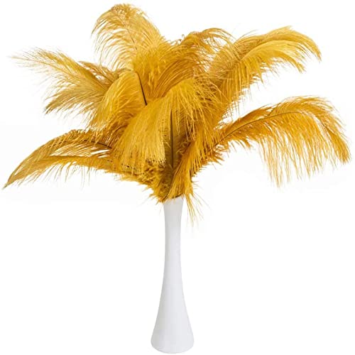 10pcs Large Ostrich Feathers 16-18 inch 40-45 cm Fluffy Feather for Crafts Home Party Decoration Wedding Centerpieces Clothes Vase Decor (White)