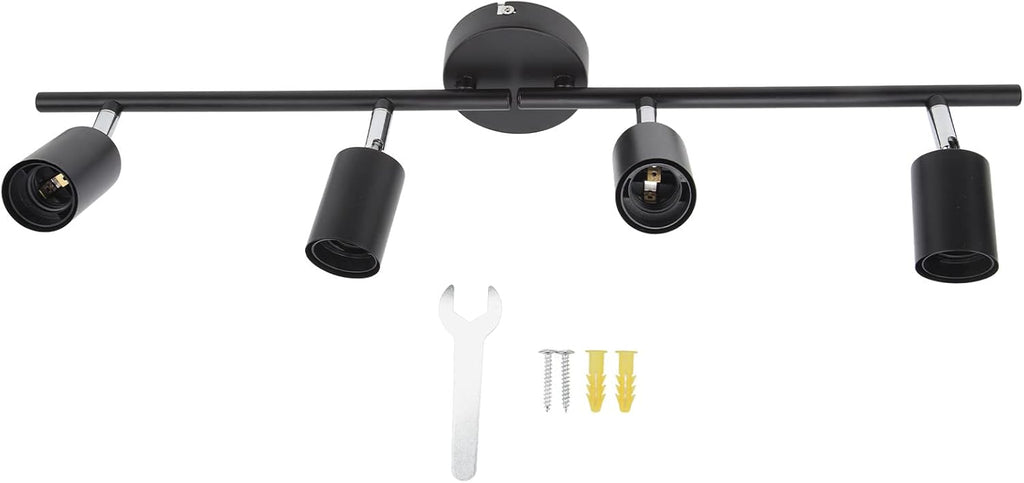 4 Lights LED Track Lighting Kit, 24in Track Rotatable Light Head, Foldable Light Arm, Track Ceiling Light Fixture Ceiling Spot Lighting for Kitchen Decor Art, Exhibition, Hallway