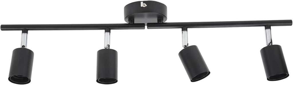 4 Lights LED Track Lighting Kit, 24in Track Rotatable Light Head, Foldable Light Arm, Track Ceiling Light Fixture Ceiling Spot Lighting for Kitchen Decor Art, Exhibition, Hallway