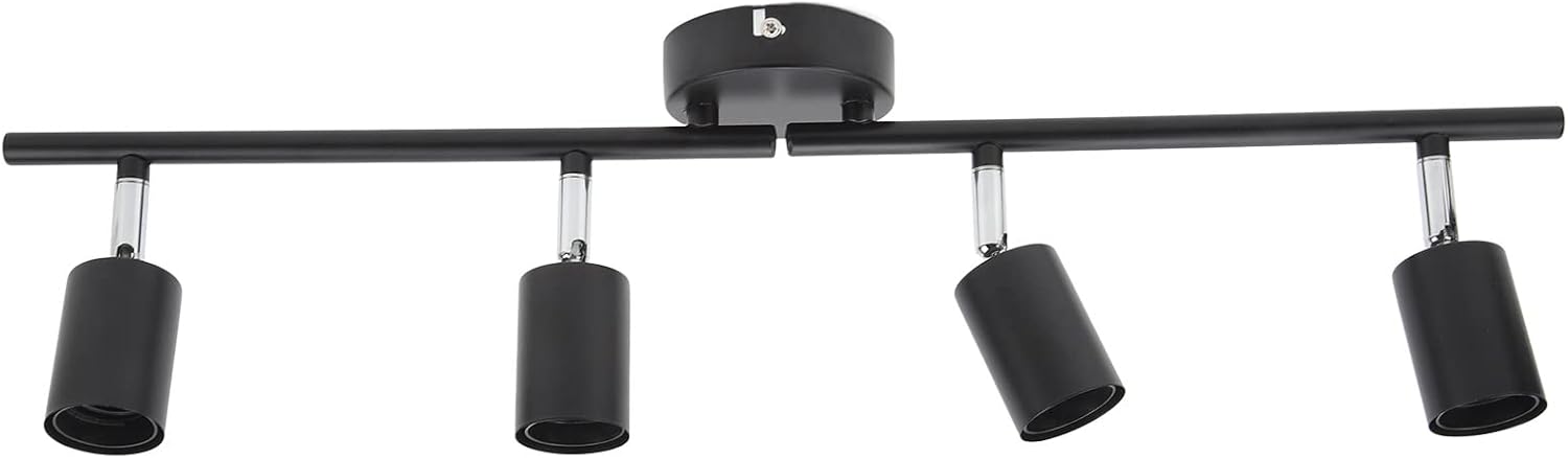 4 Lights LED Track Lighting Kit, 24in Track Rotatable Light Head, Foldable Light Arm, Track Ceiling Light Fixture Ceiling Spot Lighting for Kitchen Decor Art, Exhibition, Hallway