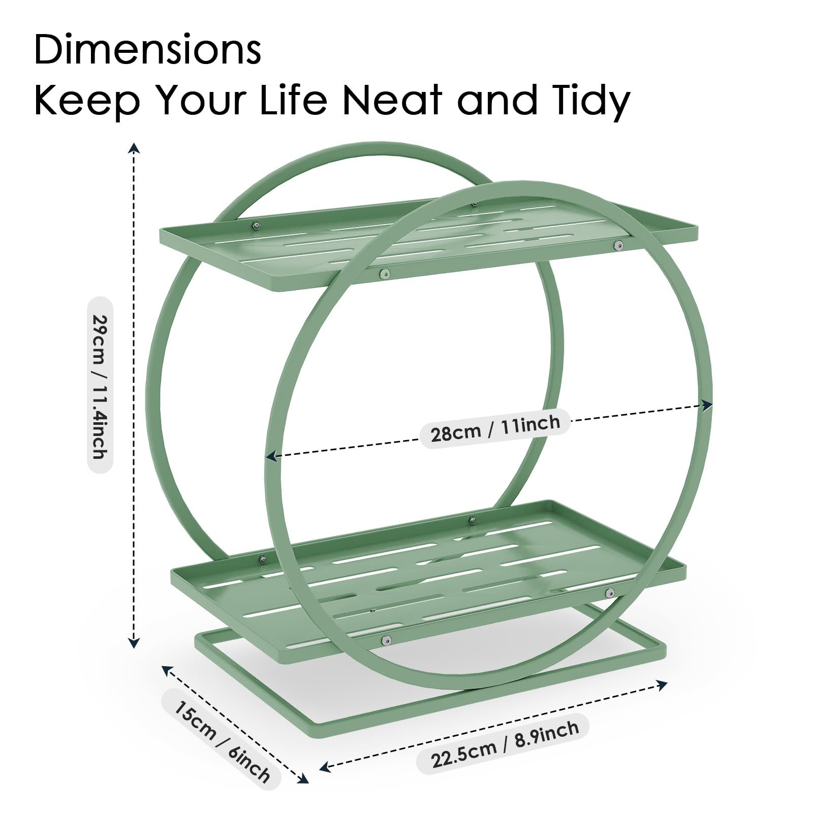 2-Tier Makeup Organizer - Modern Elegant Black & Gold Countertop Perfume & Cosmetics Display Shelf