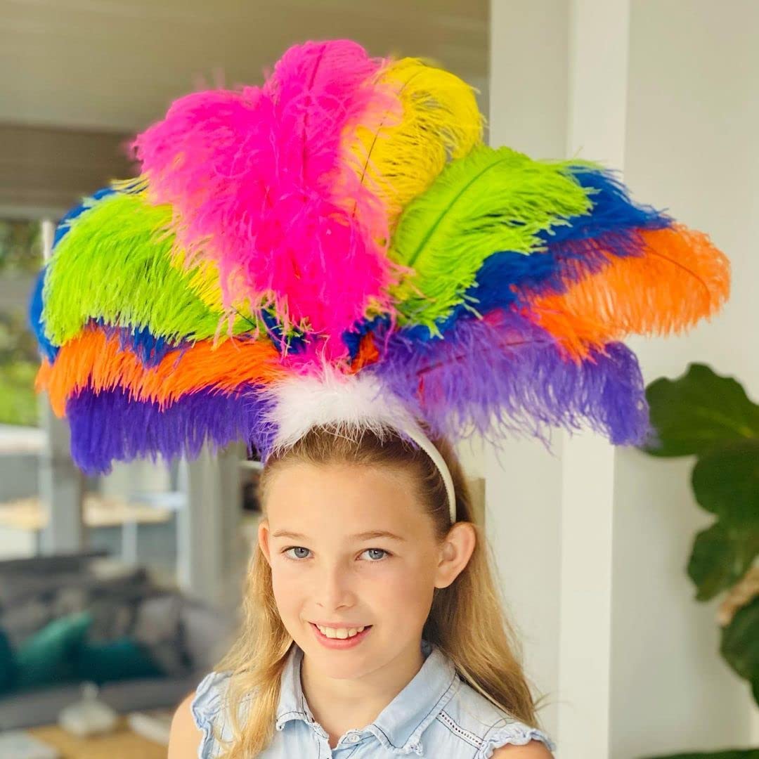 10pcs Large Ostrich Feathers 16-18 inch 40-45 cm Fluffy Feather for Crafts Home Party Decoration Wedding Centerpieces Clothes Vase Decor (White)