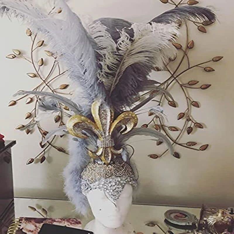 10pcs Large Ostrich Feathers 16-18 inch 40-45 cm Fluffy Feather for Crafts Home Party Decoration Wedding Centerpieces Clothes Vase Decor (White)