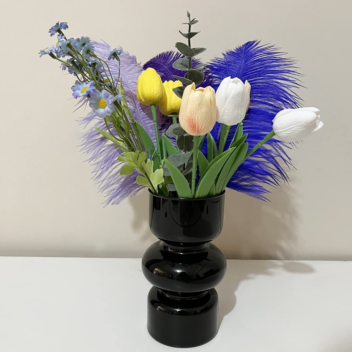 10pcs Large Ostrich Feathers 16-18 inch 40-45 cm Fluffy Feather for Crafts Home Party Decoration Wedding Centerpieces Clothes Vase Decor (White)