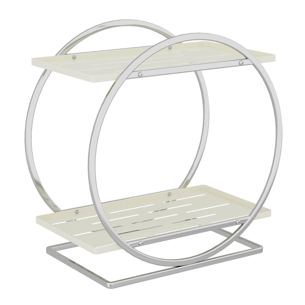 2-Tier Makeup Organizer - Modern Elegant Black & Gold Countertop Perfume & Cosmetics Display Shelf