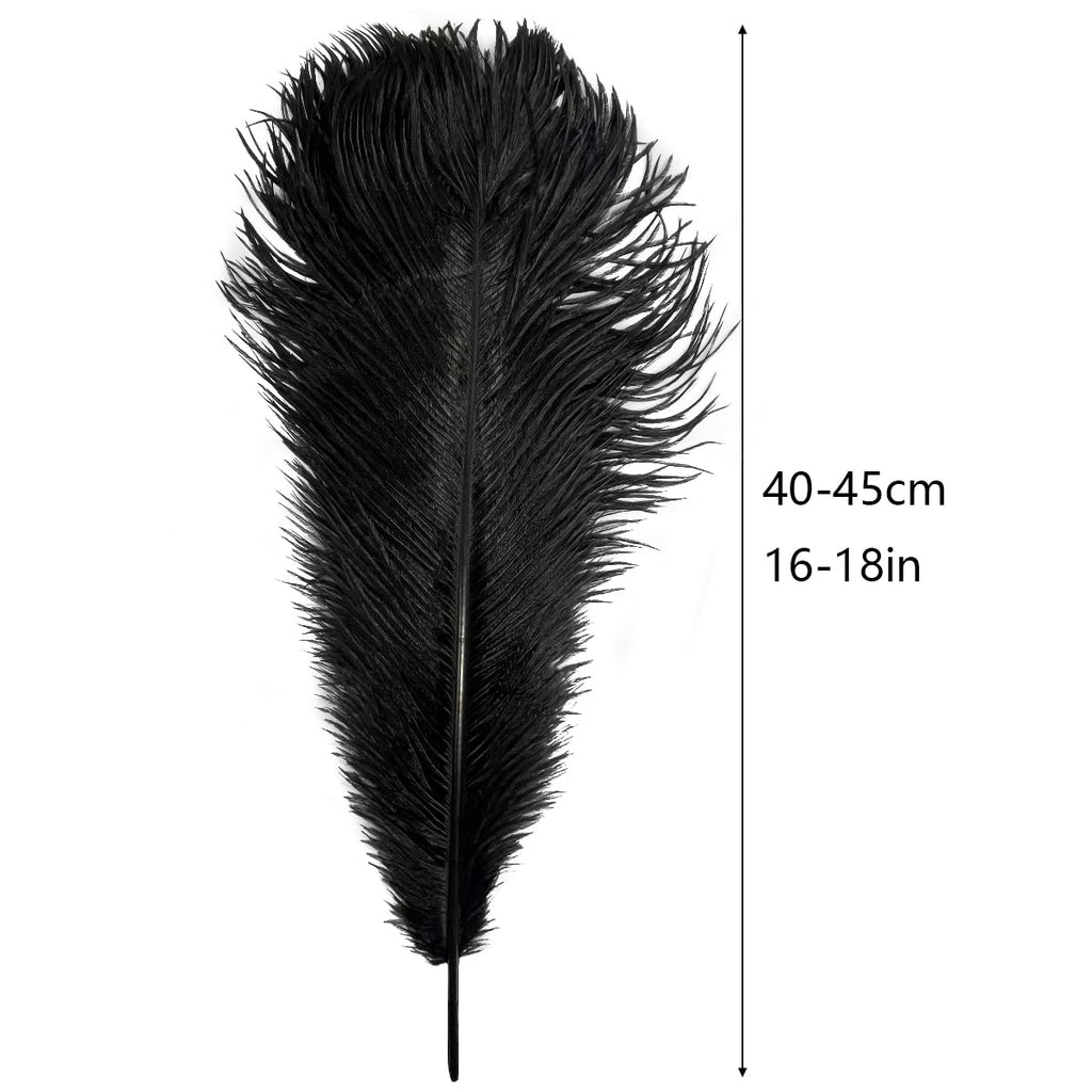 10pcs Large Ostrich Feathers 16-18 inch 40-45 cm Fluffy Feather for Crafts Home Party Decoration Wedding Centerpieces Clothes Vase Decor (White)