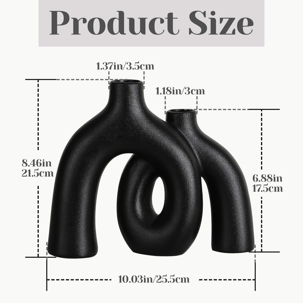 Ceramic Vase, Nordic Modern Boho in Style Decorative Ceramic Aesthetic Flower Vase for Home Decor (Beige)