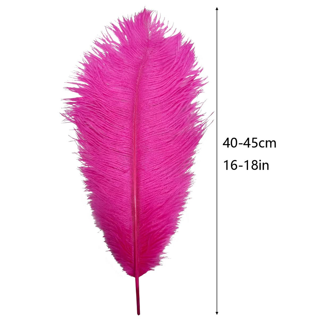 10pcs Large Ostrich Feathers 16-18 inch 40-45 cm Fluffy Feather for Crafts Home Party Decoration Wedding Centerpieces Clothes Vase Decor (White)