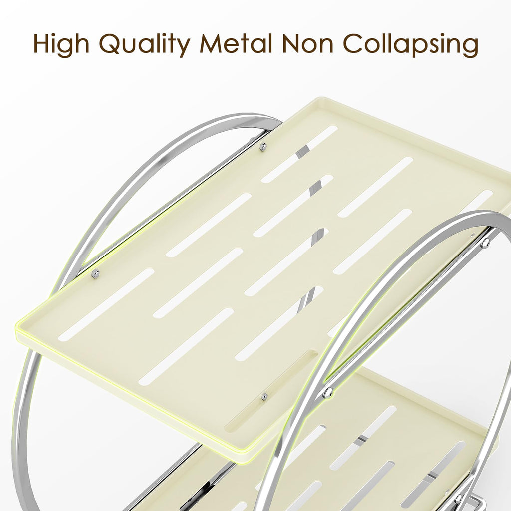 2-Tier Makeup Organizer - Modern Elegant Black & Gold Countertop Perfume & Cosmetics Display Shelf