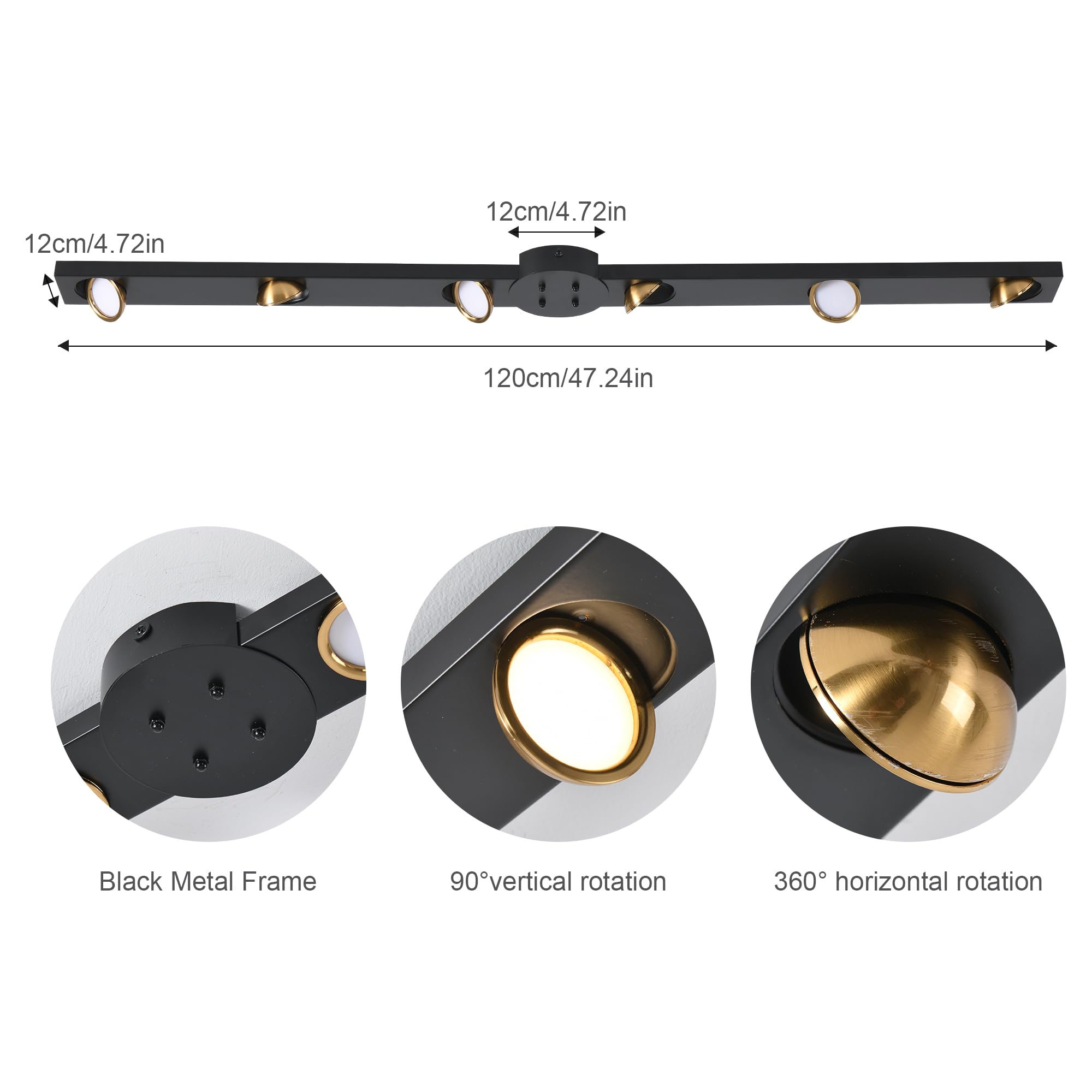 Garwarm Modern Ceiling Light Track Lighting, 31.5 Inch Dimmable LED Kitchen Ceiling Light Fixture with Remote 4-Light LED Chandelier for Bedroom Dining Room Black