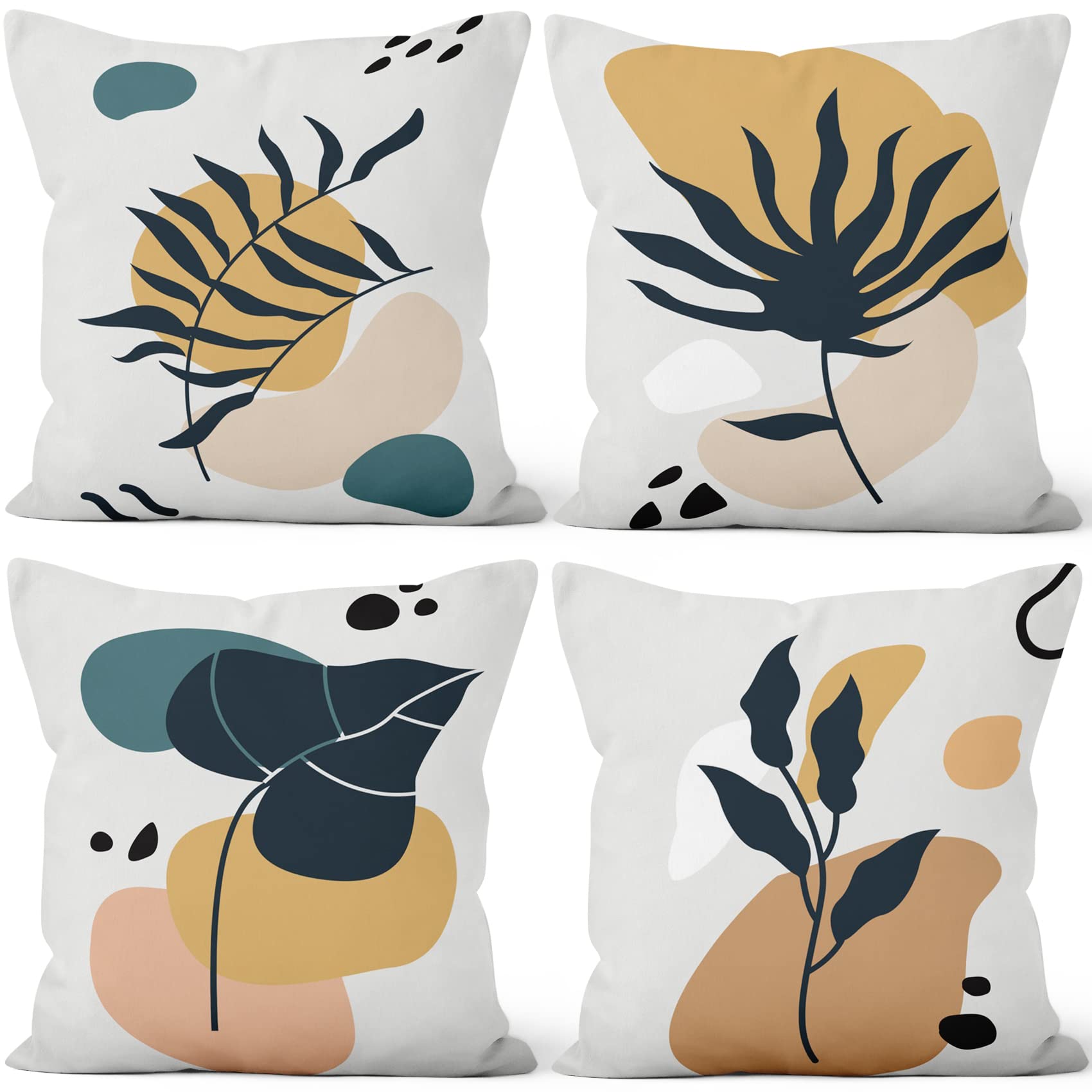 ChloropLastid Blue Gold Marble Throw Pillow Covers 18x18 inch Abstract Marble Texture Luxury Decorative Pillowcase Modern Velvet Square Cushion Cover for Home Sofa Decor Set of 4