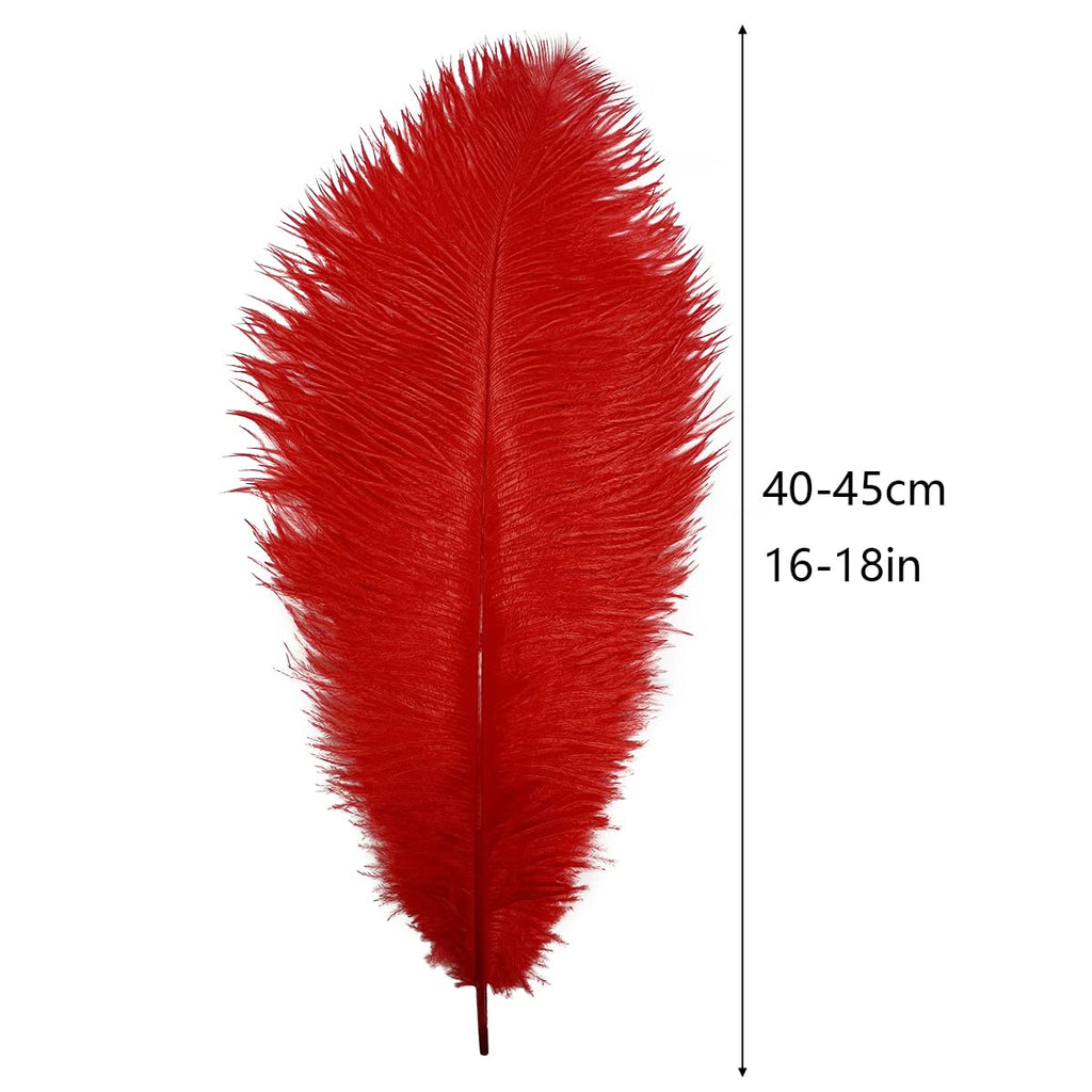 10pcs Large Ostrich Feathers 16-18 inch 40-45 cm Fluffy Feather for Crafts Home Party Decoration Wedding Centerpieces Clothes Vase Decor (White)