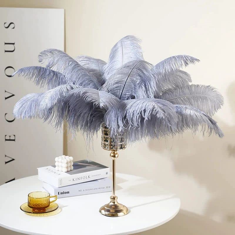 10pcs Large Ostrich Feathers 16-18 inch 40-45 cm Fluffy Feather for Crafts Home Party Decoration Wedding Centerpieces Clothes Vase Decor (White)