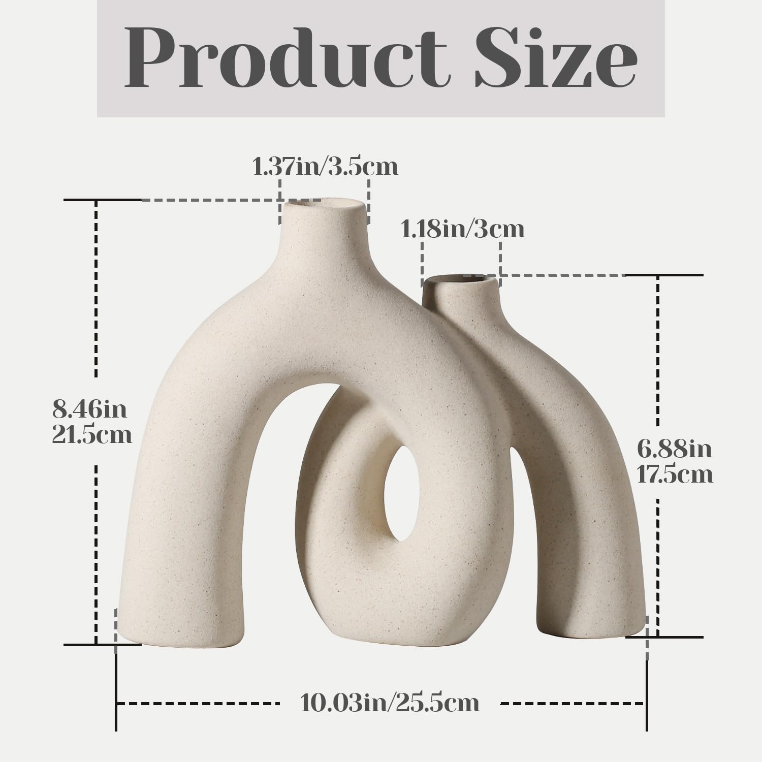 Ceramic Vase, Nordic Modern Boho in Style Decorative Ceramic Aesthetic Flower Vase for Home Decor (Beige)