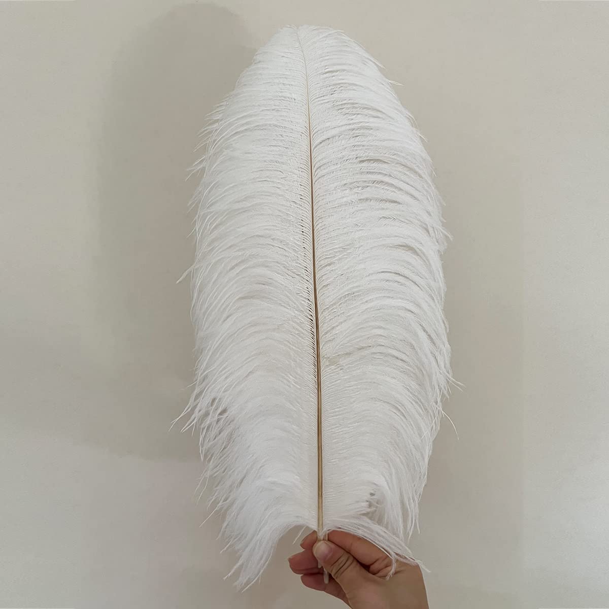 10pcs Large Ostrich Feathers 16-18 inch 40-45 cm Fluffy Feather for Crafts Home Party Decoration Wedding Centerpieces Clothes Vase Decor (White)