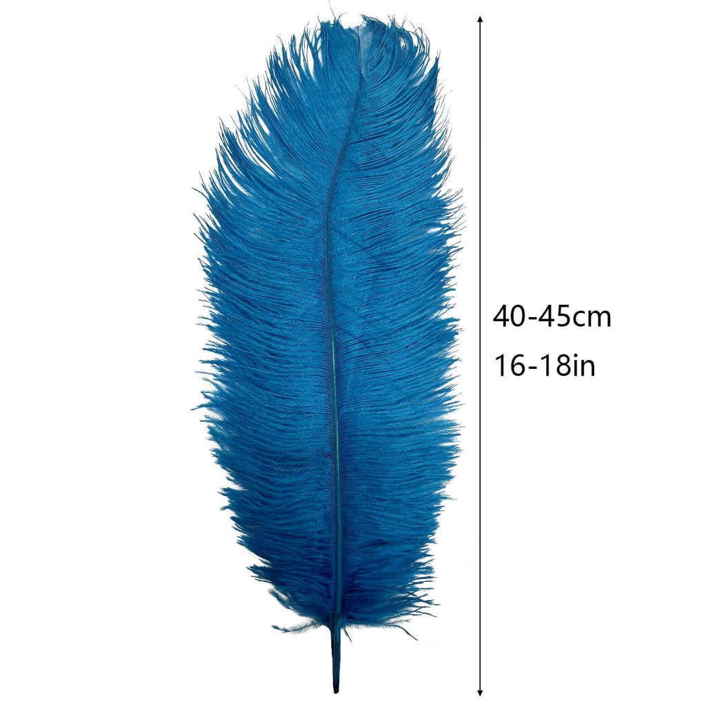 10pcs Large Ostrich Feathers 16-18 inch 40-45 cm Fluffy Feather for Crafts Home Party Decoration Wedding Centerpieces Clothes Vase Decor (White)