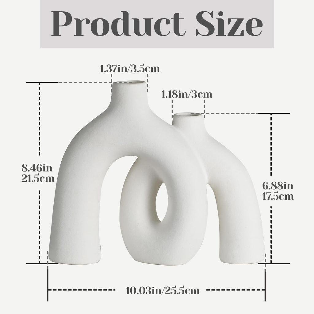 Ceramic Vase, Nordic Modern Boho in Style Decorative Ceramic Aesthetic Flower Vase for Home Decor (Beige)