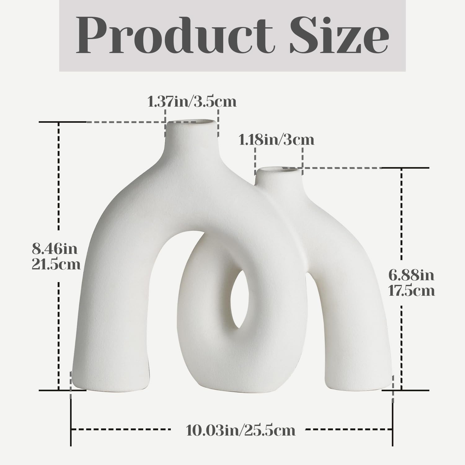 Ceramic Vase, Nordic Modern Boho in Style Decorative Ceramic Aesthetic Flower Vase for Home Decor (Beige)