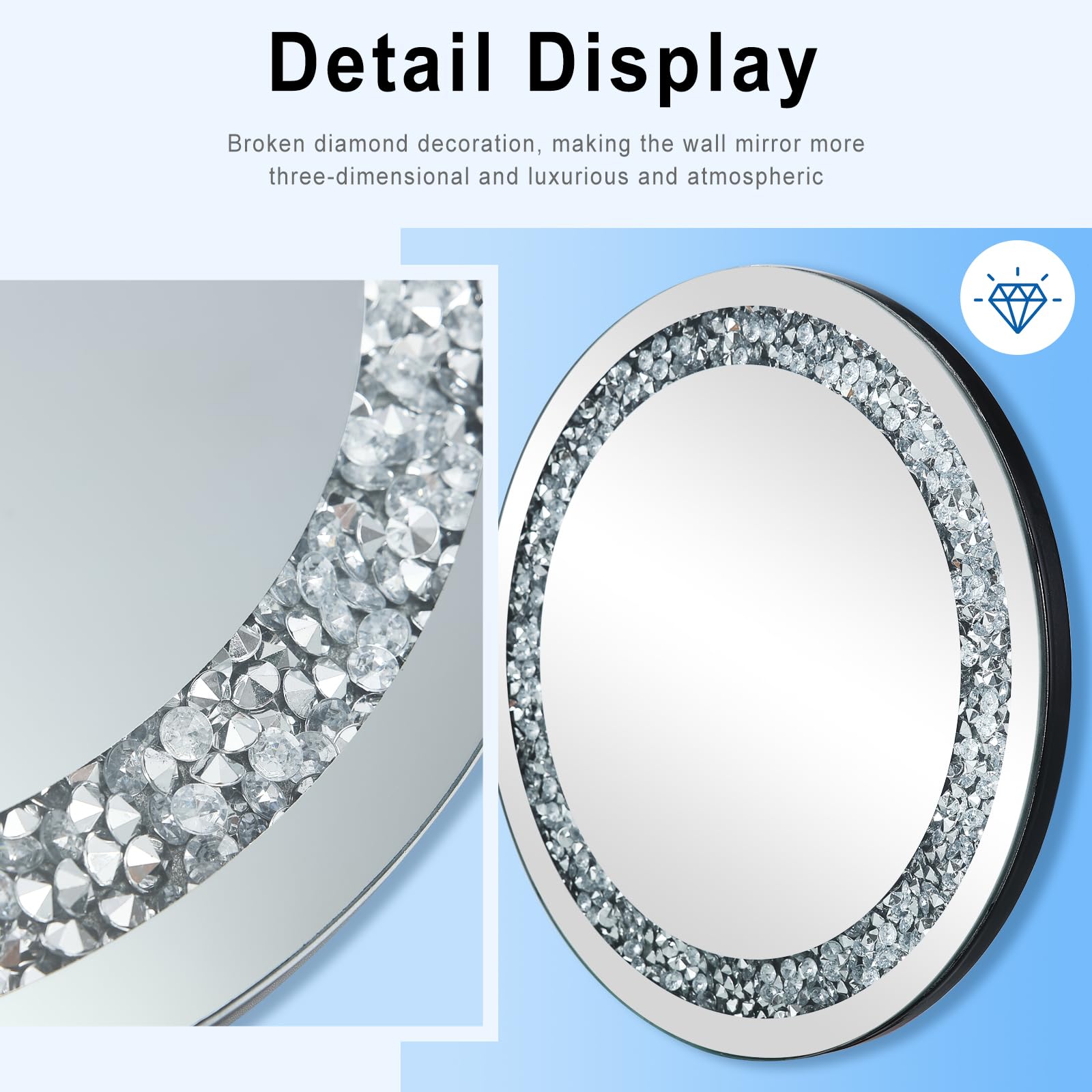 Crushed Diamond Round Mirror