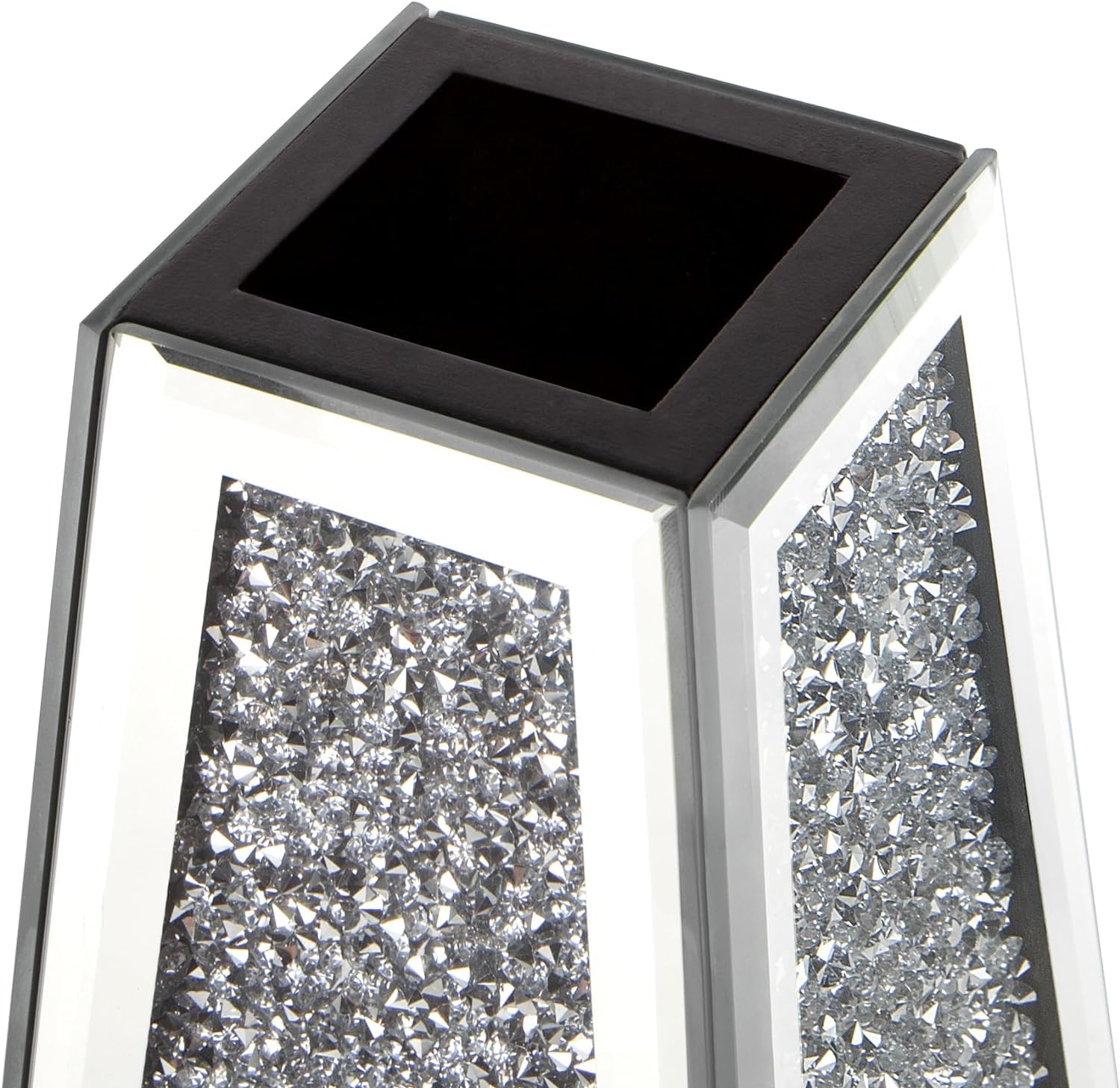 SHYFOY Crushed Diamond Flower Vases Decorative Large Clear Glass Mirrored Vase Black Crystal Vase for Home Decor Can Not Hold Water,36.5H cm