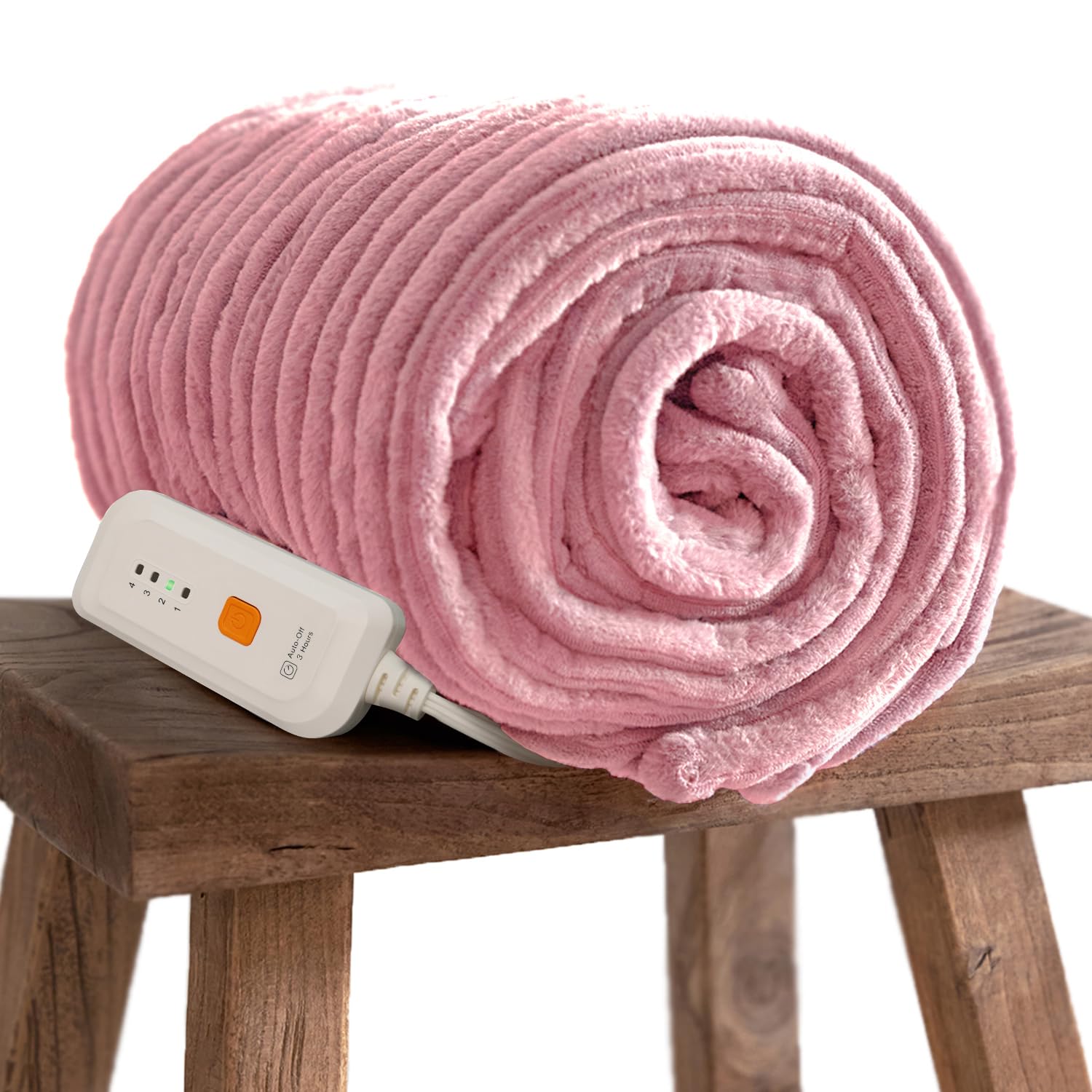 Gotcozy Heated Blanket Electric Throw 50''X60''- Soft Silky Plush Electric Blanket with 4 Heating Level & 3 Hour Auto Off Heating Blanket, ETL Certified Machine Washable (Rose Dust)