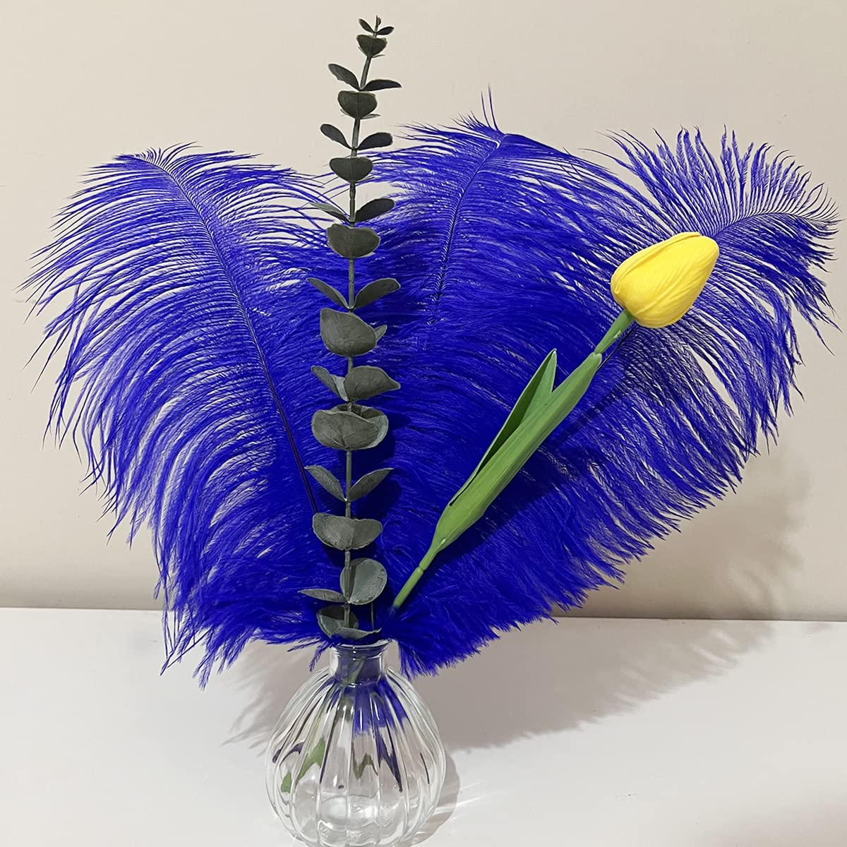 10pcs Large Ostrich Feathers 16-18 inch 40-45 cm Fluffy Feather for Crafts Home Party Decoration Wedding Centerpieces Clothes Vase Decor (White)