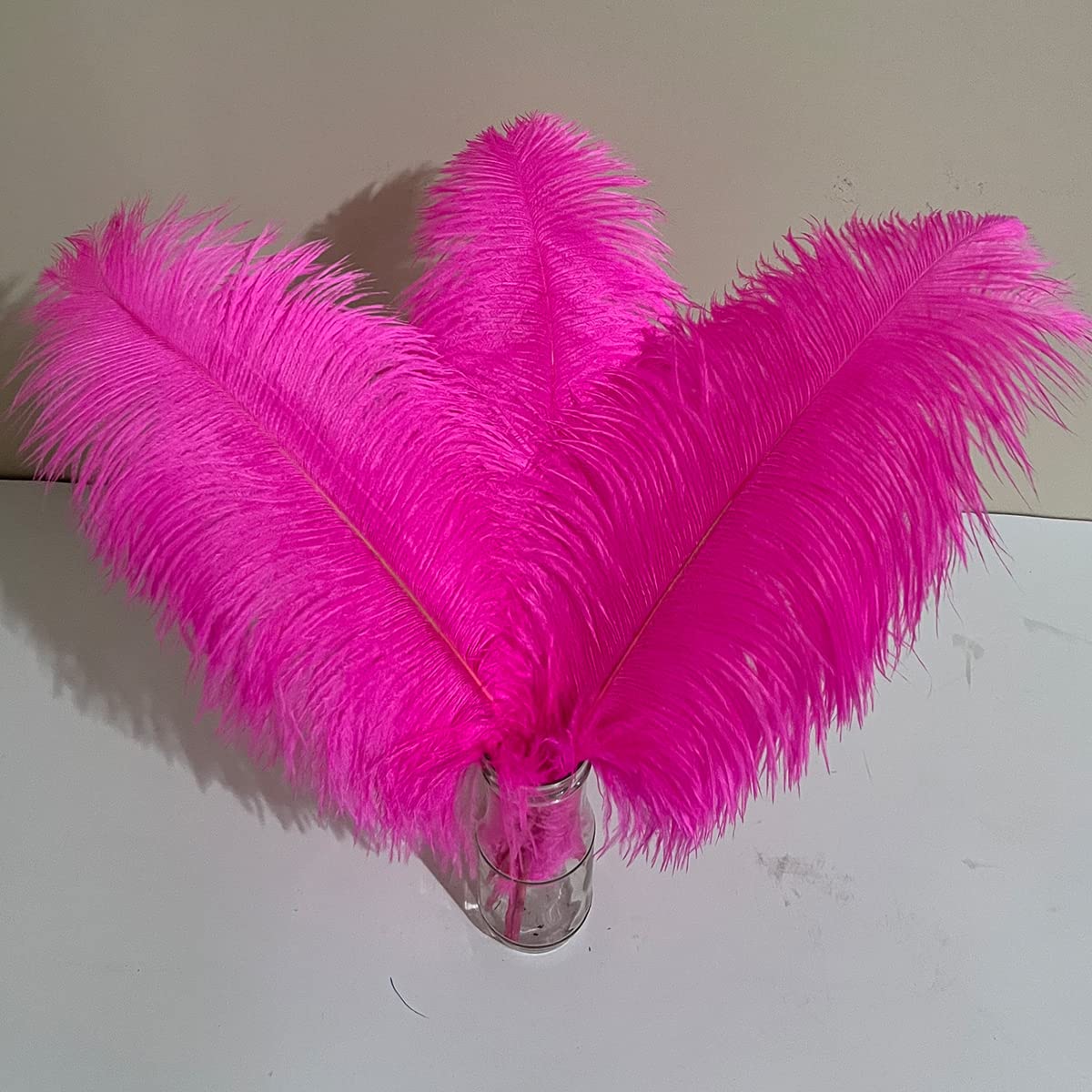 10pcs Large Ostrich Feathers 16-18 inch 40-45 cm Fluffy Feather for Crafts Home Party Decoration Wedding Centerpieces Clothes Vase Decor (White)