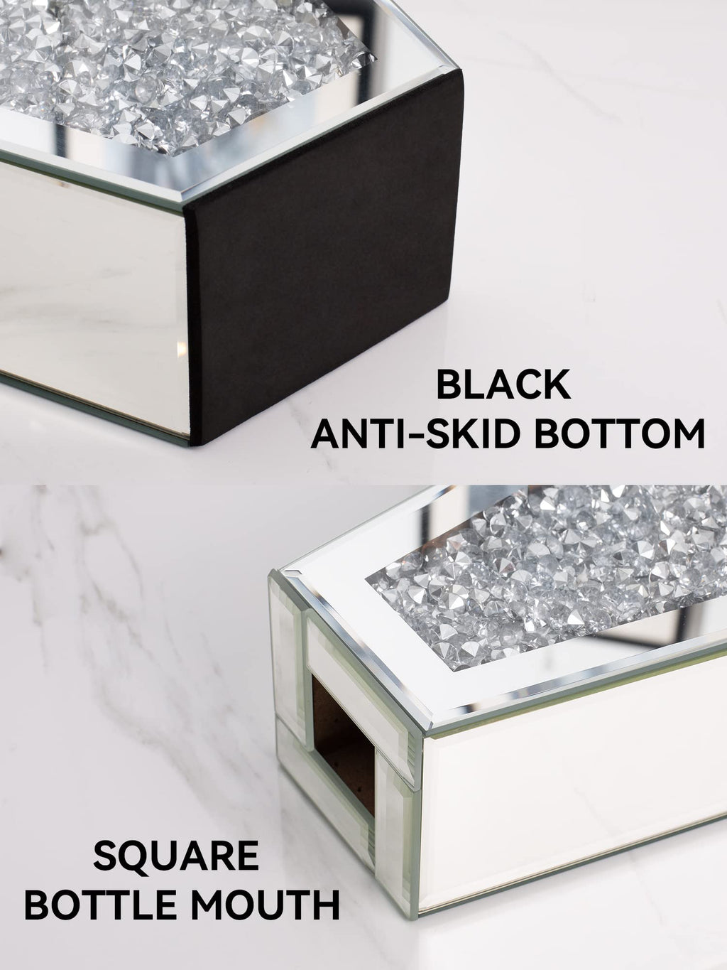 SHYFOY Crushed Diamond Flower Vases Decorative Large Clear Glass Mirrored Vase Black Crystal Vase for Home Decor Can Not Hold Water,36.5H cm