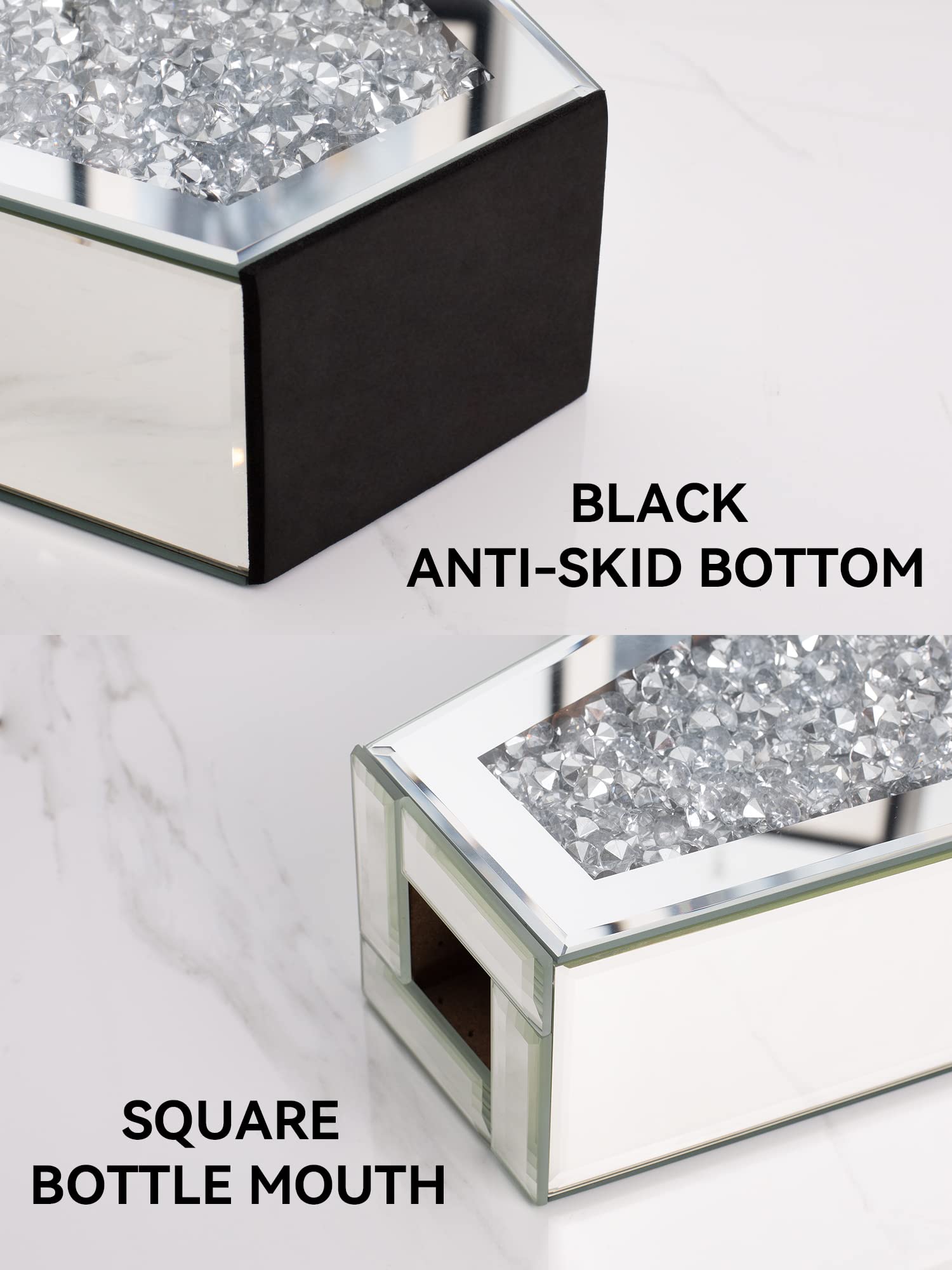 SHYFOY Crushed Diamond Flower Vases Decorative Large Clear Glass Mirrored Vase Black Crystal Vase for Home Decor Can Not Hold Water,36.5H cm