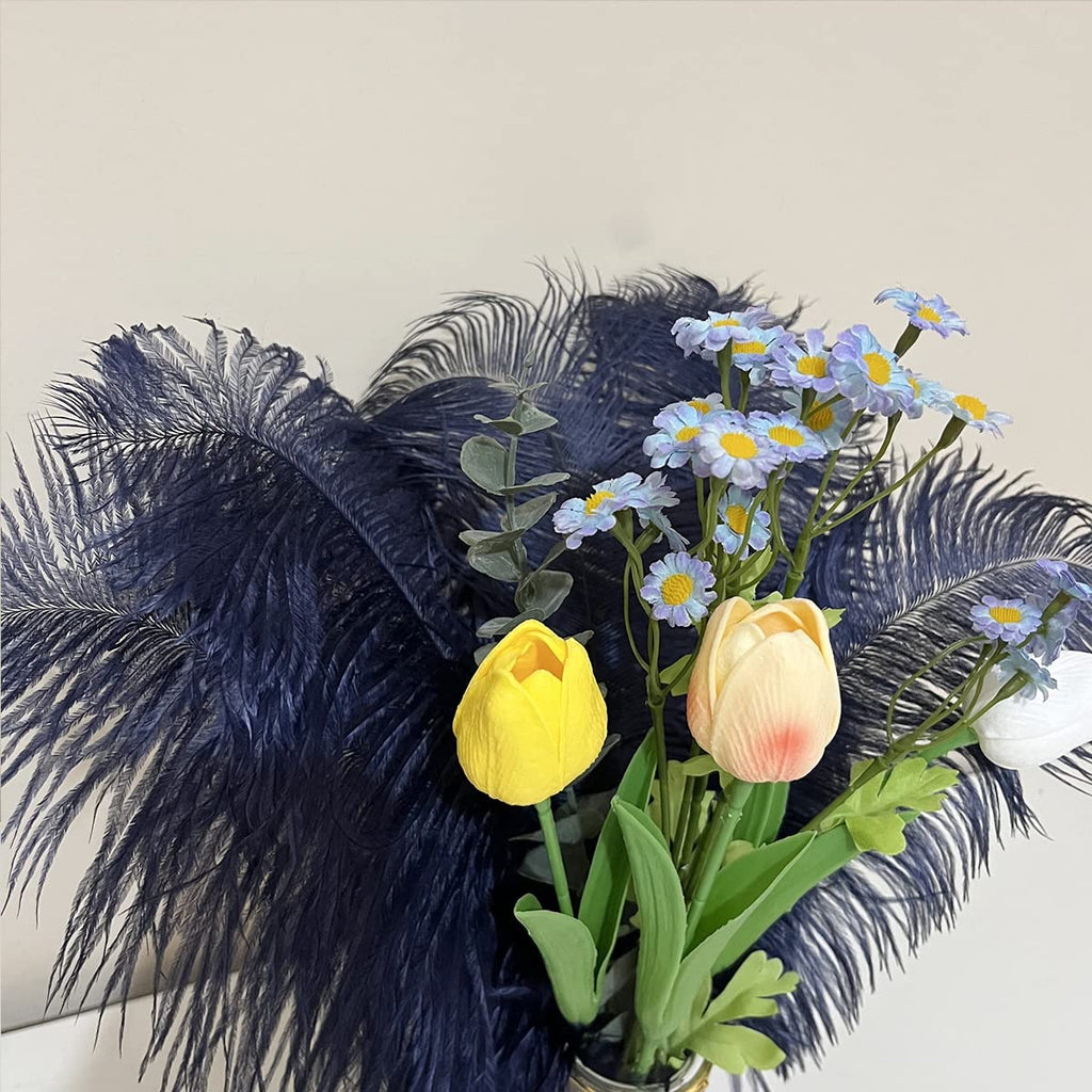 10pcs Large Ostrich Feathers 16-18 inch 40-45 cm Fluffy Feather for Crafts Home Party Decoration Wedding Centerpieces Clothes Vase Decor (White)