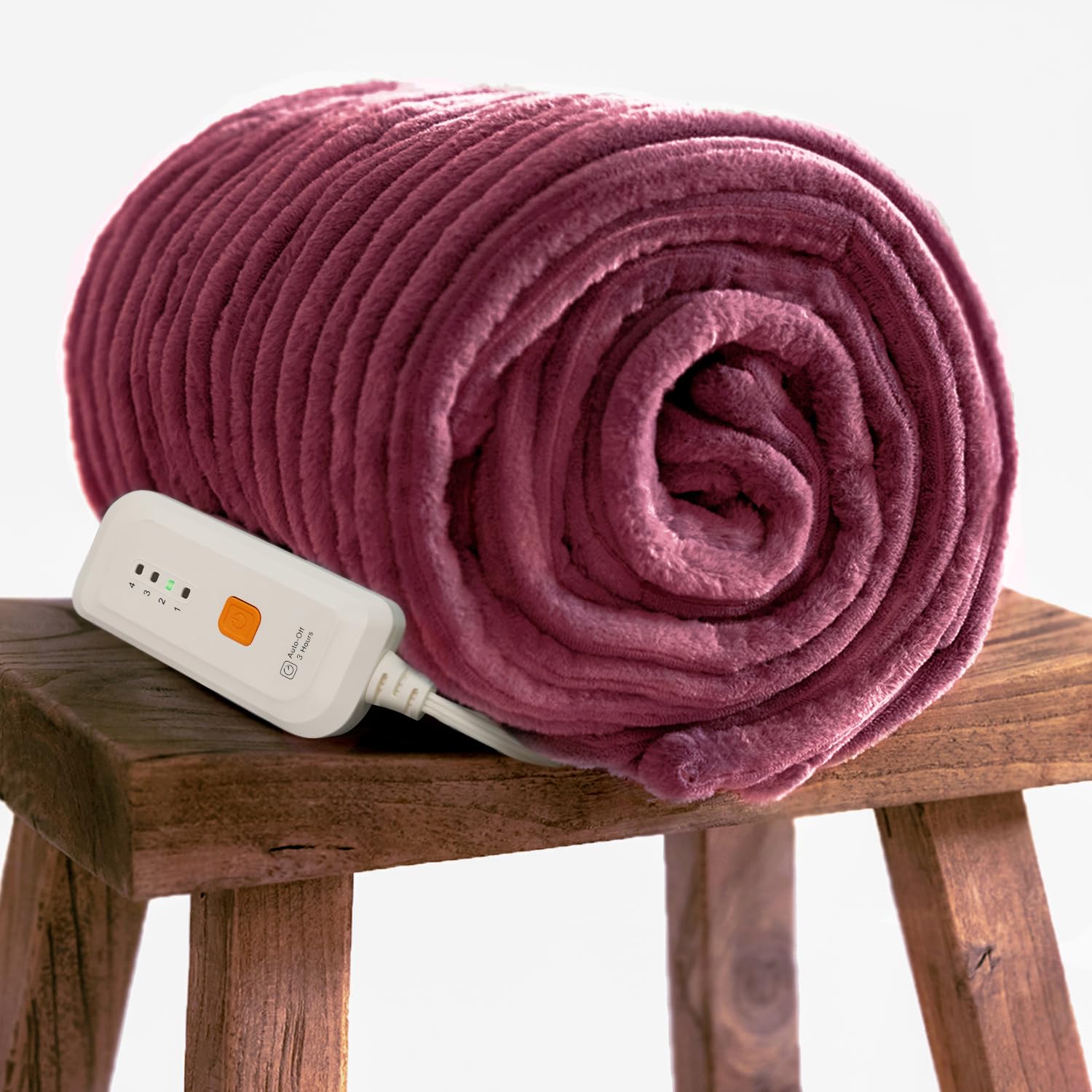 Gotcozy Heated Blanket Electric Throw 50''X60''- Soft Silky Plush Electric Blanket with 4 Heating Level & 3 Hour Auto Off Heating Blanket, ETL Certified Machine Washable (Rose Dust)