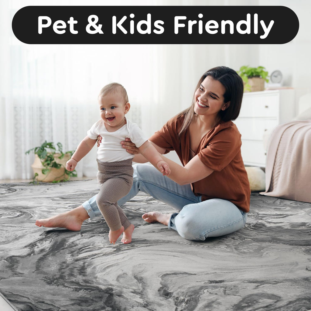 5x7 Area Rugs for Living Room, Modern Abstract Rug for Bedroom, Contemporary Machine Washable Rug, Large Stain Resistant Carpet for Dining Room Playroom Home Office, Pet & Kids Friendly