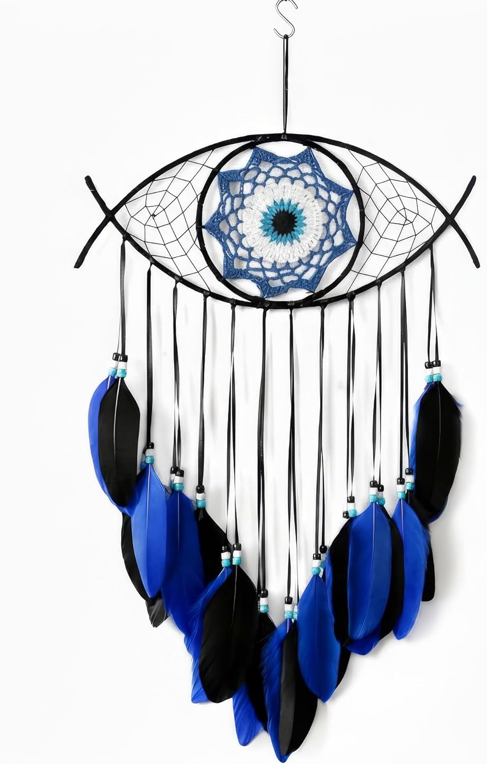 Evil Eye Dream Catcher - Handmade Feather Wall Hanging Decor for Protection, Good Luck & Home Blessing