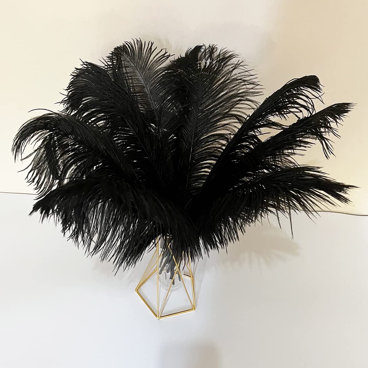 10pcs Large Ostrich Feathers 16-18 inch 40-45 cm Fluffy Feather for Crafts Home Party Decoration Wedding Centerpieces Clothes Vase Decor (White)