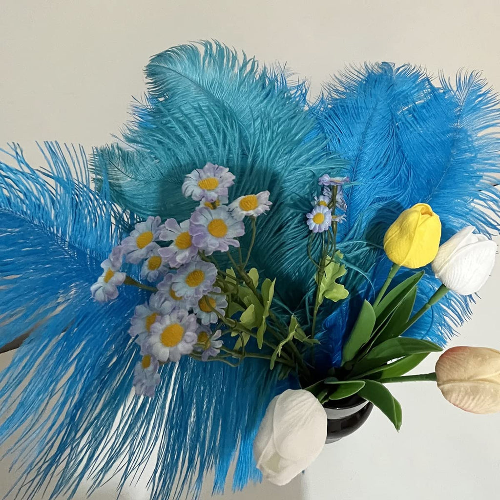 10pcs Large Ostrich Feathers 16-18 inch 40-45 cm Fluffy Feather for Crafts Home Party Decoration Wedding Centerpieces Clothes Vase Decor (White)