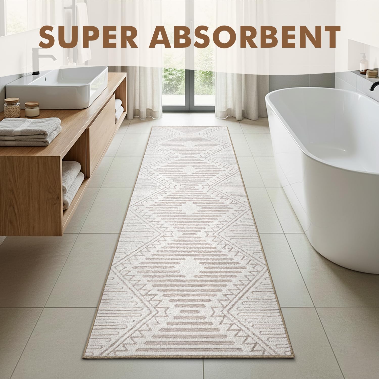 Area Rug for Living Room Rug 5x7 High Low Textured Jacquard Tufted Boho Geometric Washable Bedroom Rug Carpet for Dining Room Nursery Non Slip Beige