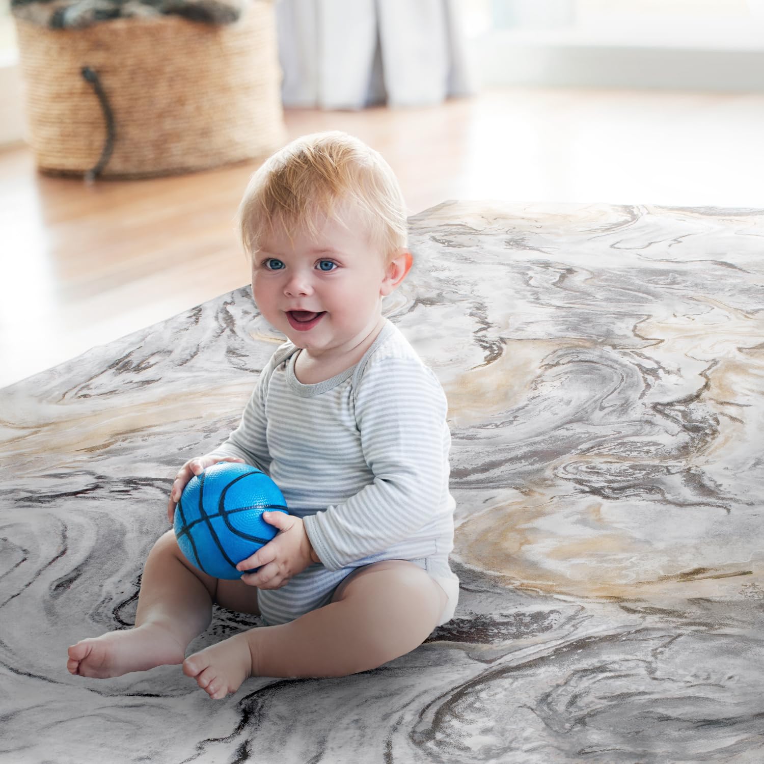 5x7 Area Rugs for Living Room, Modern Abstract Rug for Bedroom, Contemporary Machine Washable Rug, Large Stain Resistant Carpet for Dining Room Playroom Home Office, Pet & Kids Friendly