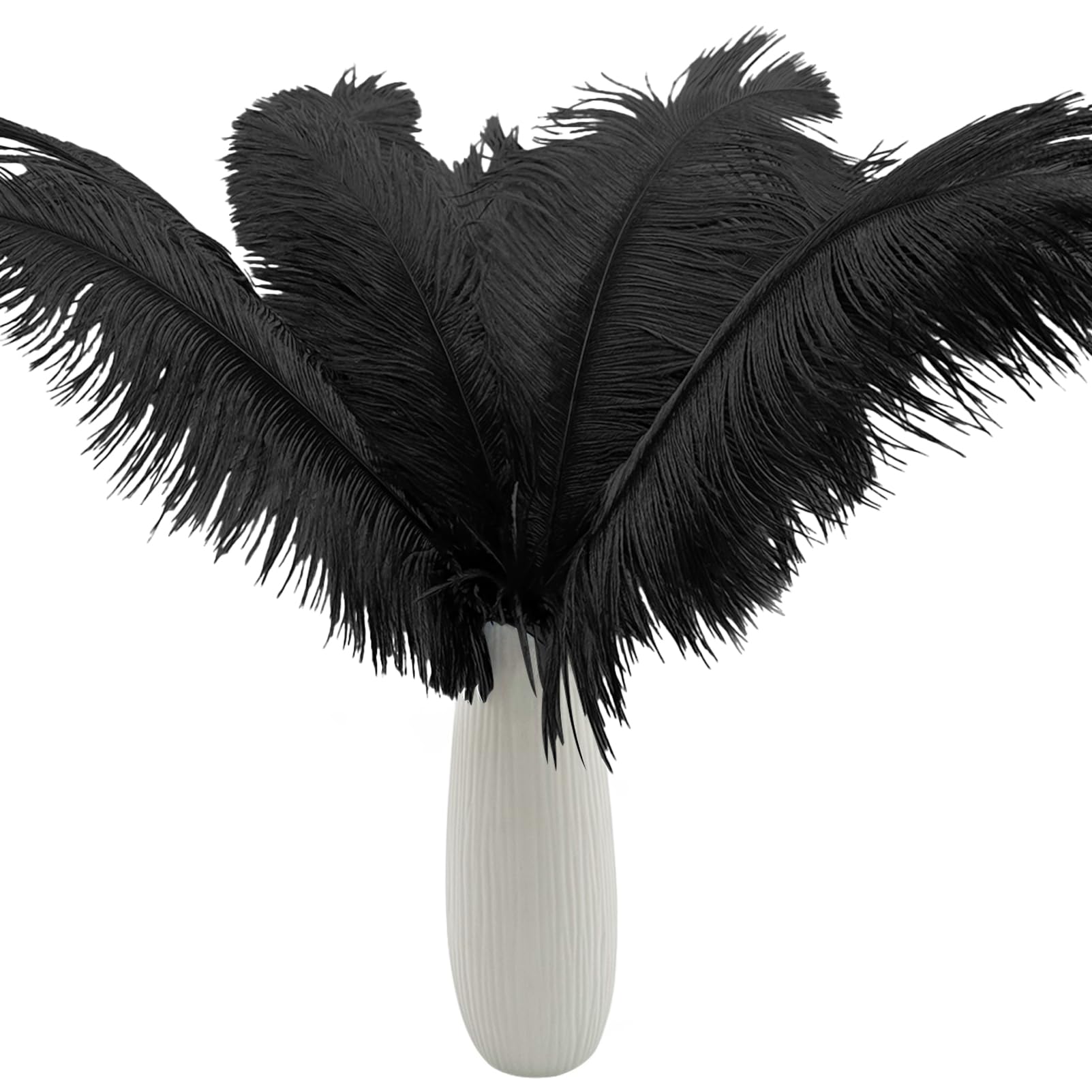 10pcs Large Ostrich Feathers 16-18 inch 40-45 cm Fluffy Feather for Crafts Home Party Decoration Wedding Centerpieces Clothes Vase Decor (White)