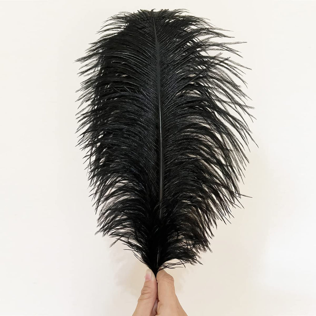 10pcs Large Ostrich Feathers 16-18 inch 40-45 cm Fluffy Feather for Crafts Home Party Decoration Wedding Centerpieces Clothes Vase Decor (White)