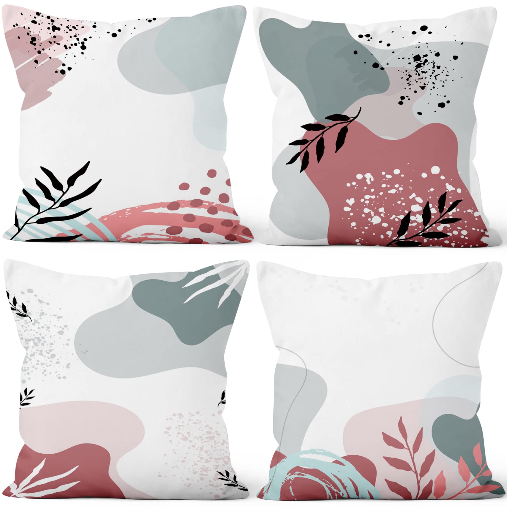 ChloropLastid Blue Gold Marble Throw Pillow Covers 18x18 inch Abstract Marble Texture Luxury Decorative Pillowcase Modern Velvet Square Cushion Cover for Home Sofa Decor Set of 4