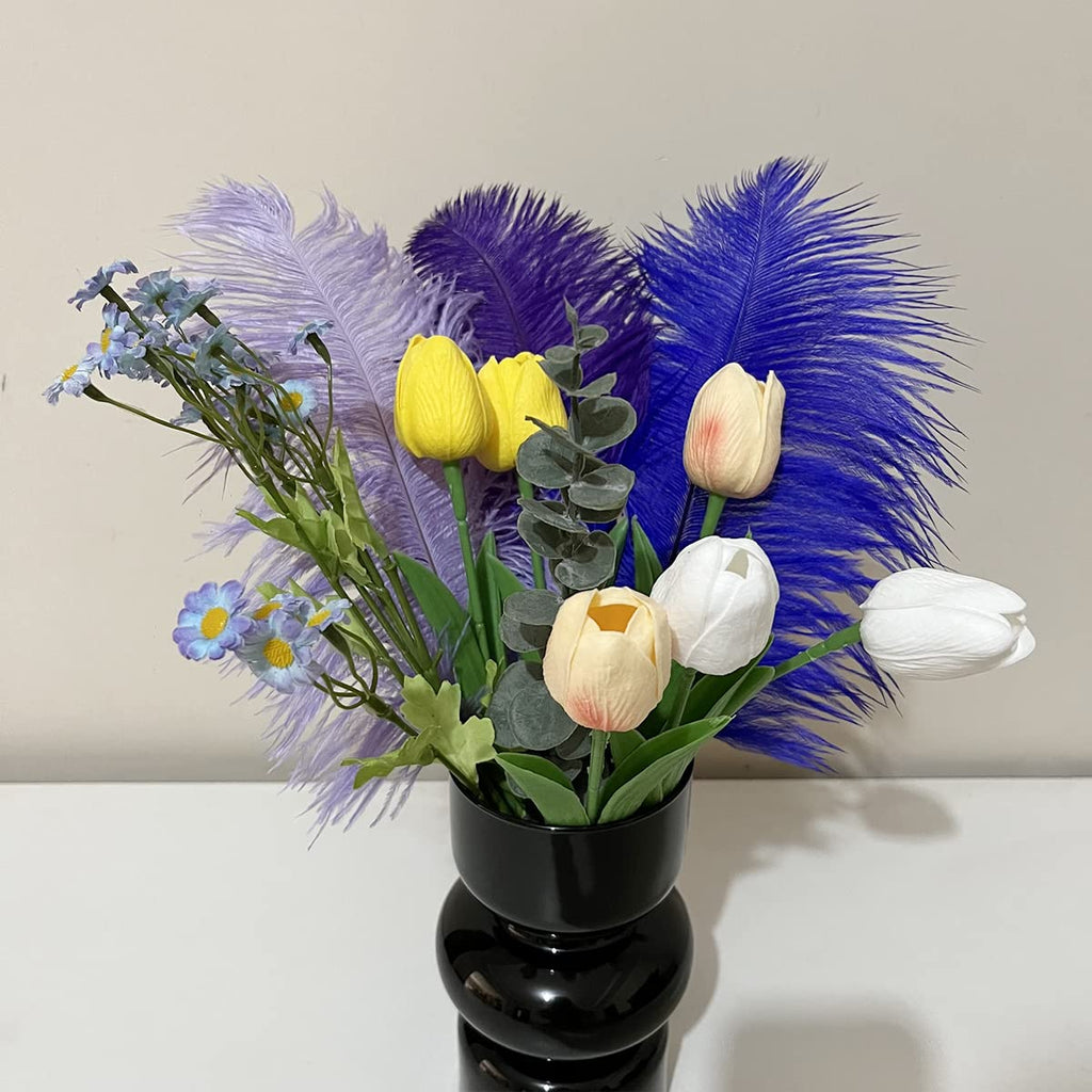 10pcs Large Ostrich Feathers 16-18 inch 40-45 cm Fluffy Feather for Crafts Home Party Decoration Wedding Centerpieces Clothes Vase Decor (White)