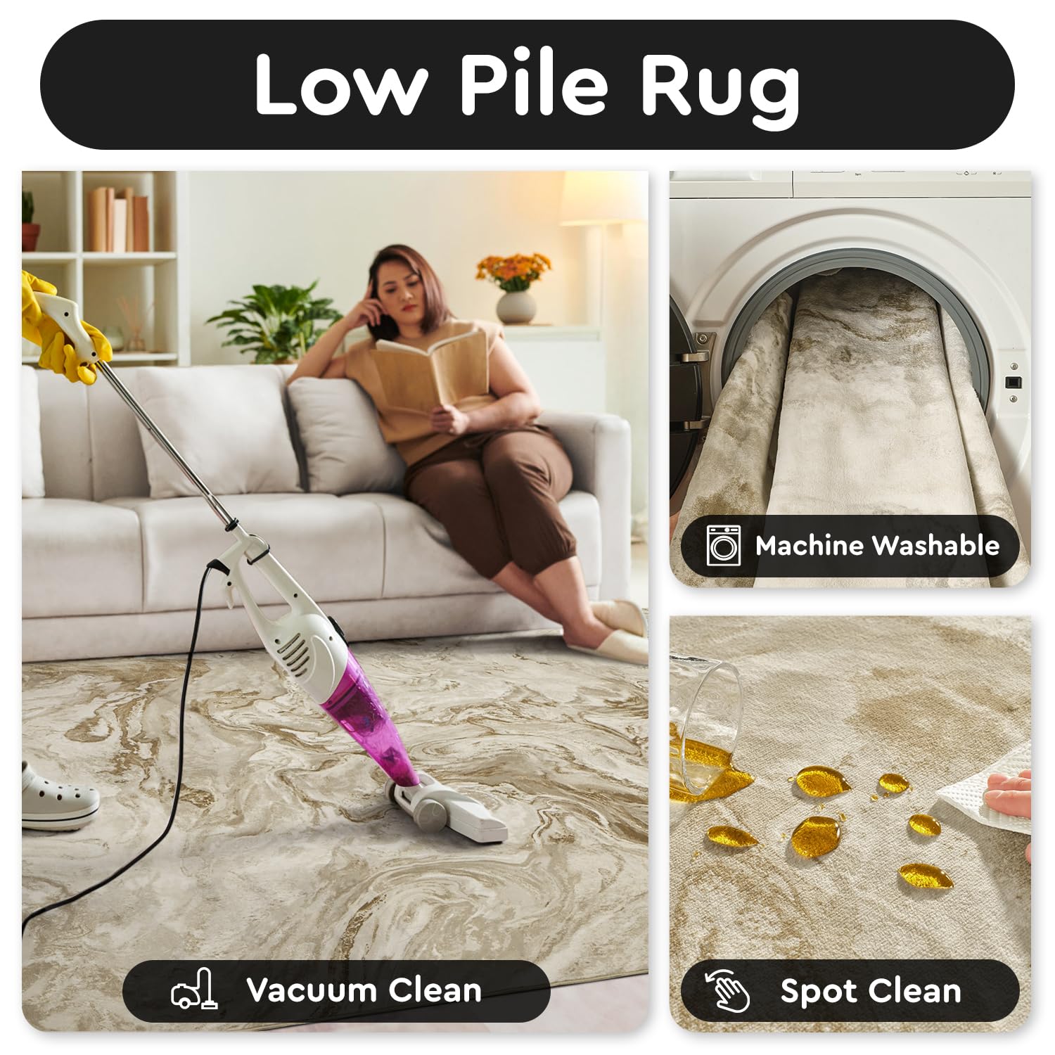 5x7 Area Rugs for Living Room, Modern Abstract Rug for Bedroom, Contemporary Machine Washable Rug, Large Stain Resistant Carpet for Dining Room Playroom Home Office, Pet & Kids Friendly