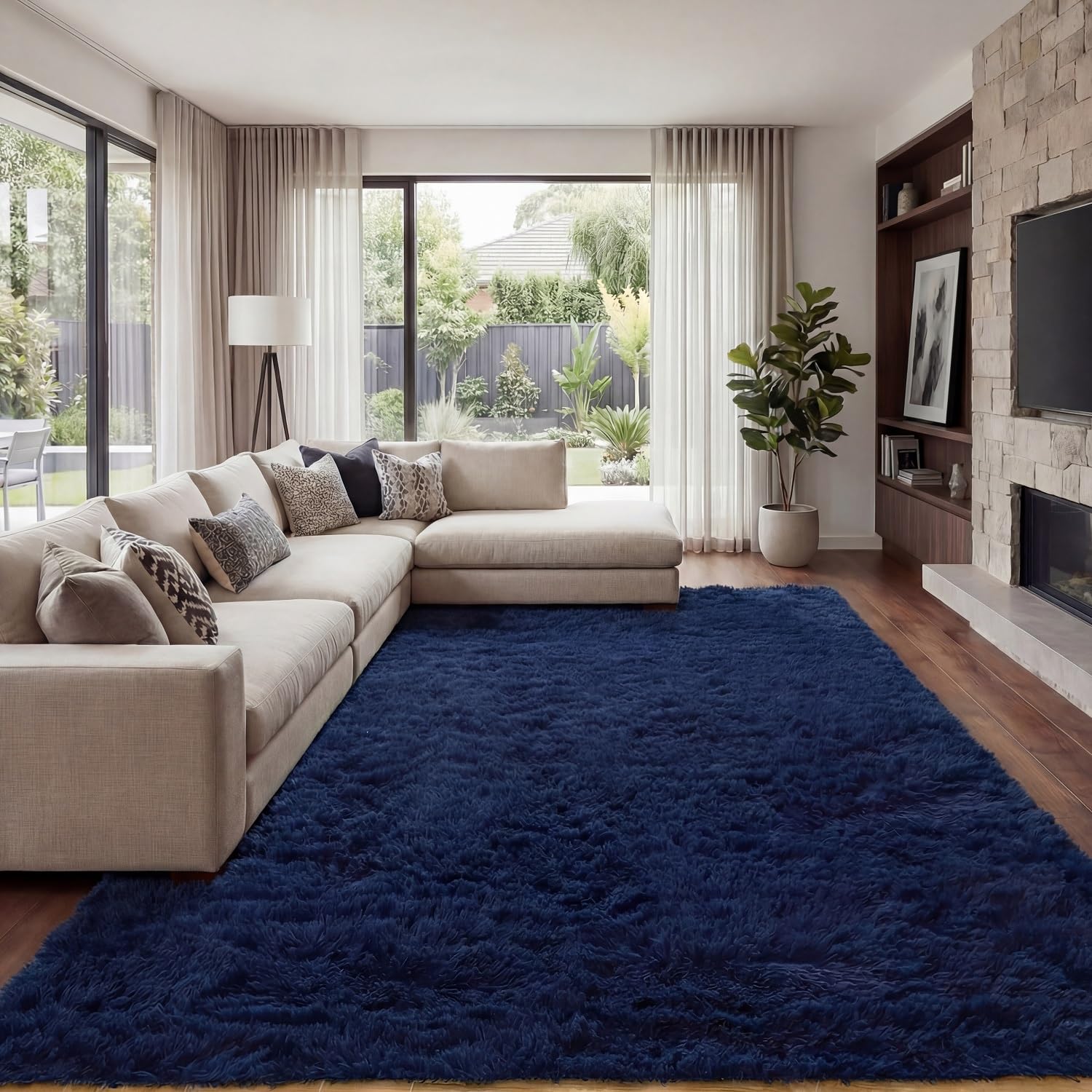 Area Rug Super Soft Indoor Modern Shag Luffy Living Room Carpets for Children Bedroom Living Room Home Decor Nursery Rug (2X3 Feet, Tie-Dye Dark Grey)