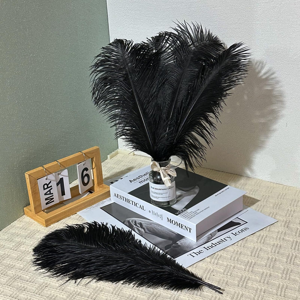 10pcs Large Ostrich Feathers 16-18 inch 40-45 cm Fluffy Feather for Crafts Home Party Decoration Wedding Centerpieces Clothes Vase Decor (White)