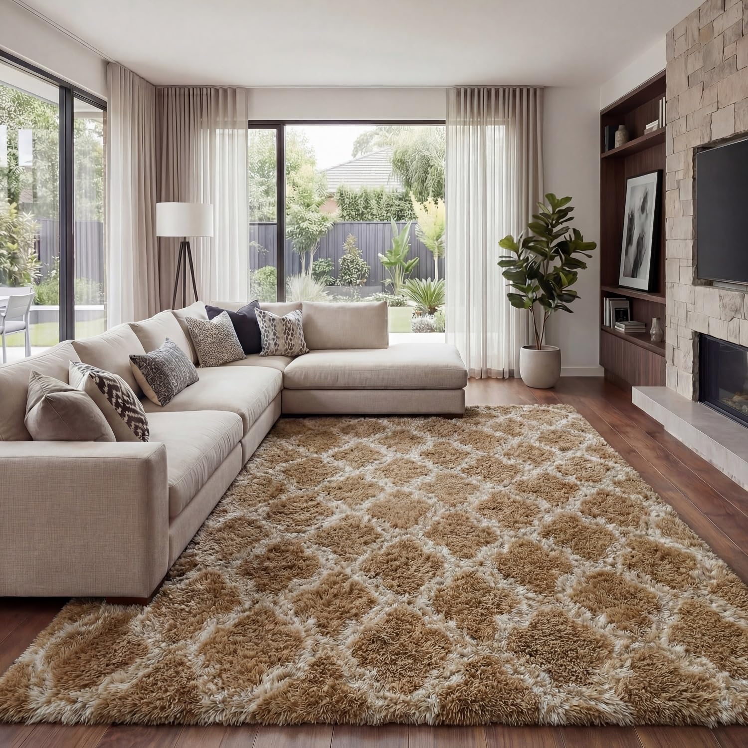 Area Rug Super Soft Indoor Modern Shag Luffy Living Room Carpets for Children Bedroom Living Room Home Decor Nursery Rug (2X3 Feet, Tie-Dye Dark Grey)