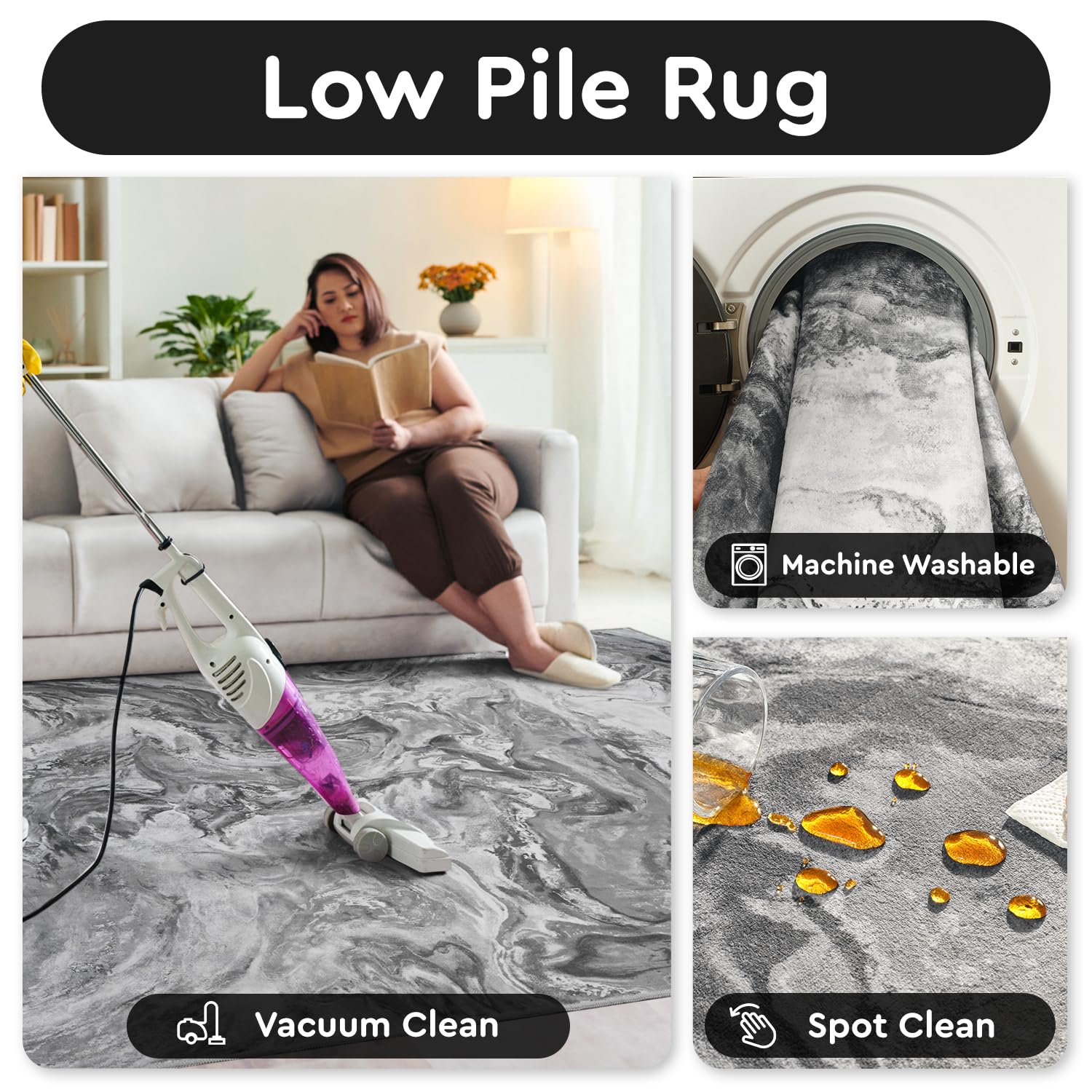 5x7 Area Rugs for Living Room, Modern Abstract Rug for Bedroom, Contemporary Machine Washable Rug, Large Stain Resistant Carpet for Dining Room Playroom Home Office, Pet & Kids Friendly