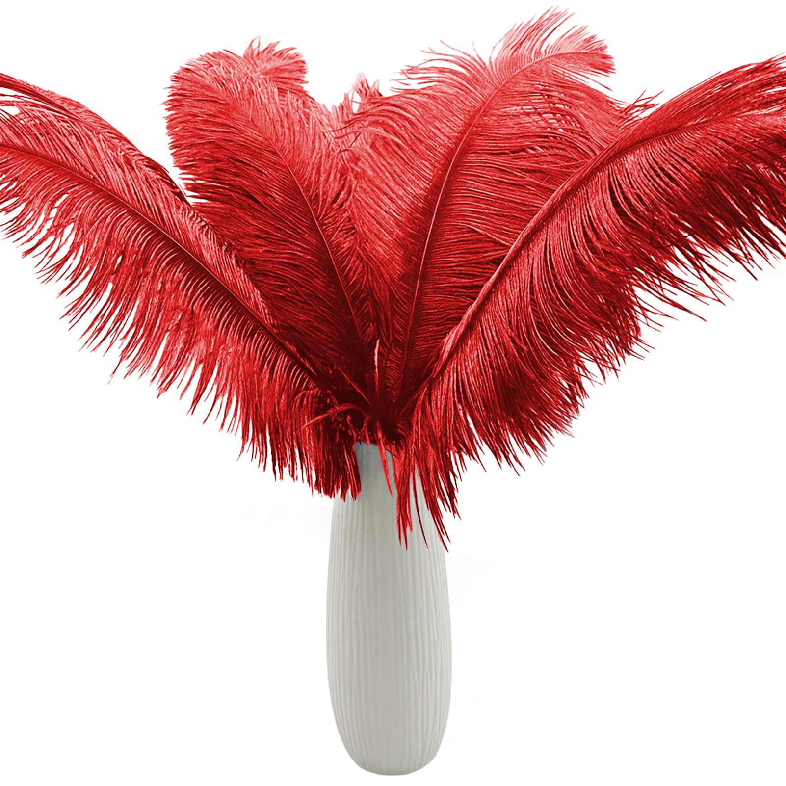 10pcs Large Ostrich Feathers 16-18 inch 40-45 cm Fluffy Feather for Crafts Home Party Decoration Wedding Centerpieces Clothes Vase Decor (White)