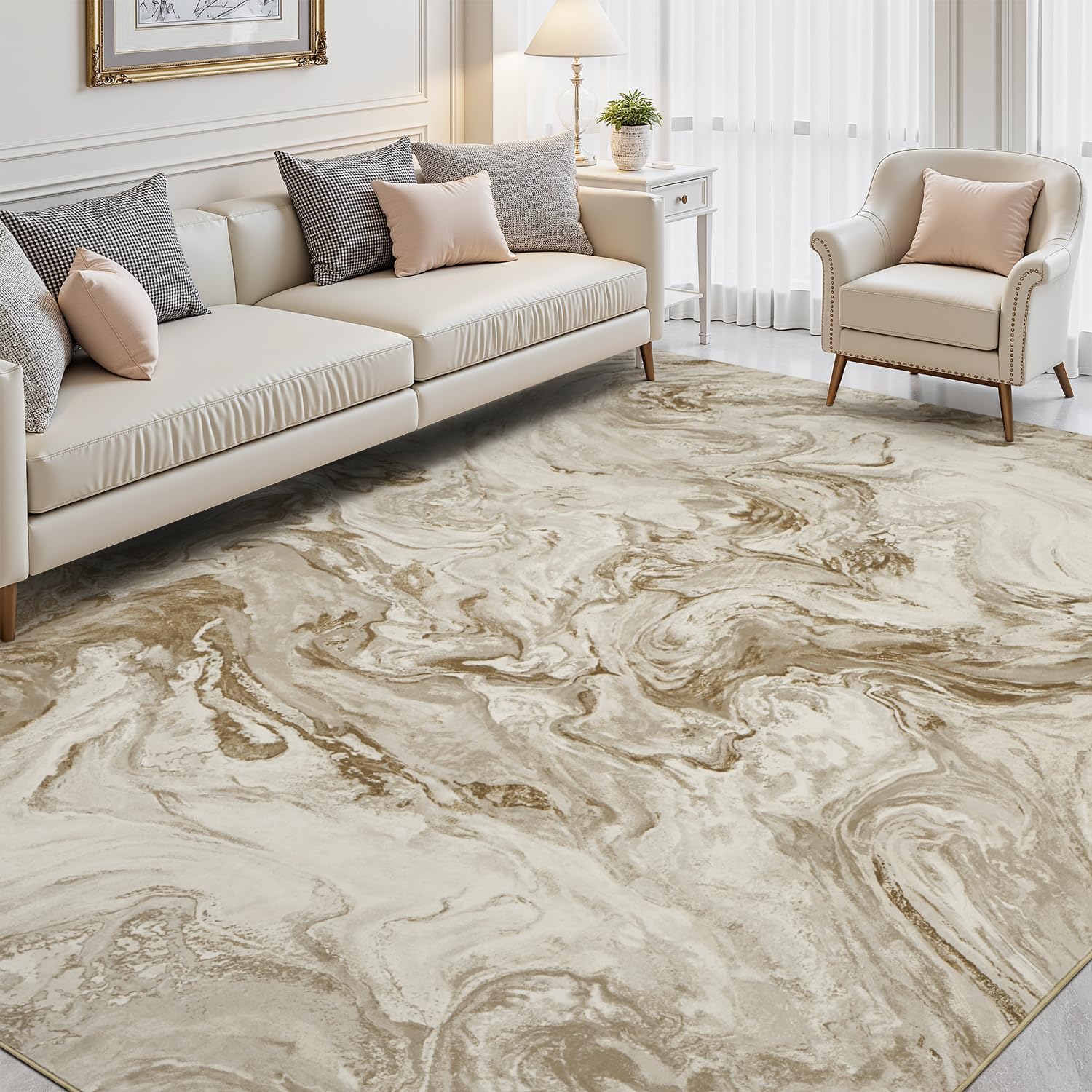 5x7 Area Rugs for Living Room, Modern Abstract Rug for Bedroom, Contemporary Machine Washable Rug, Large Stain Resistant Carpet for Dining Room Playroom Home Office, Pet & Kids Friendly