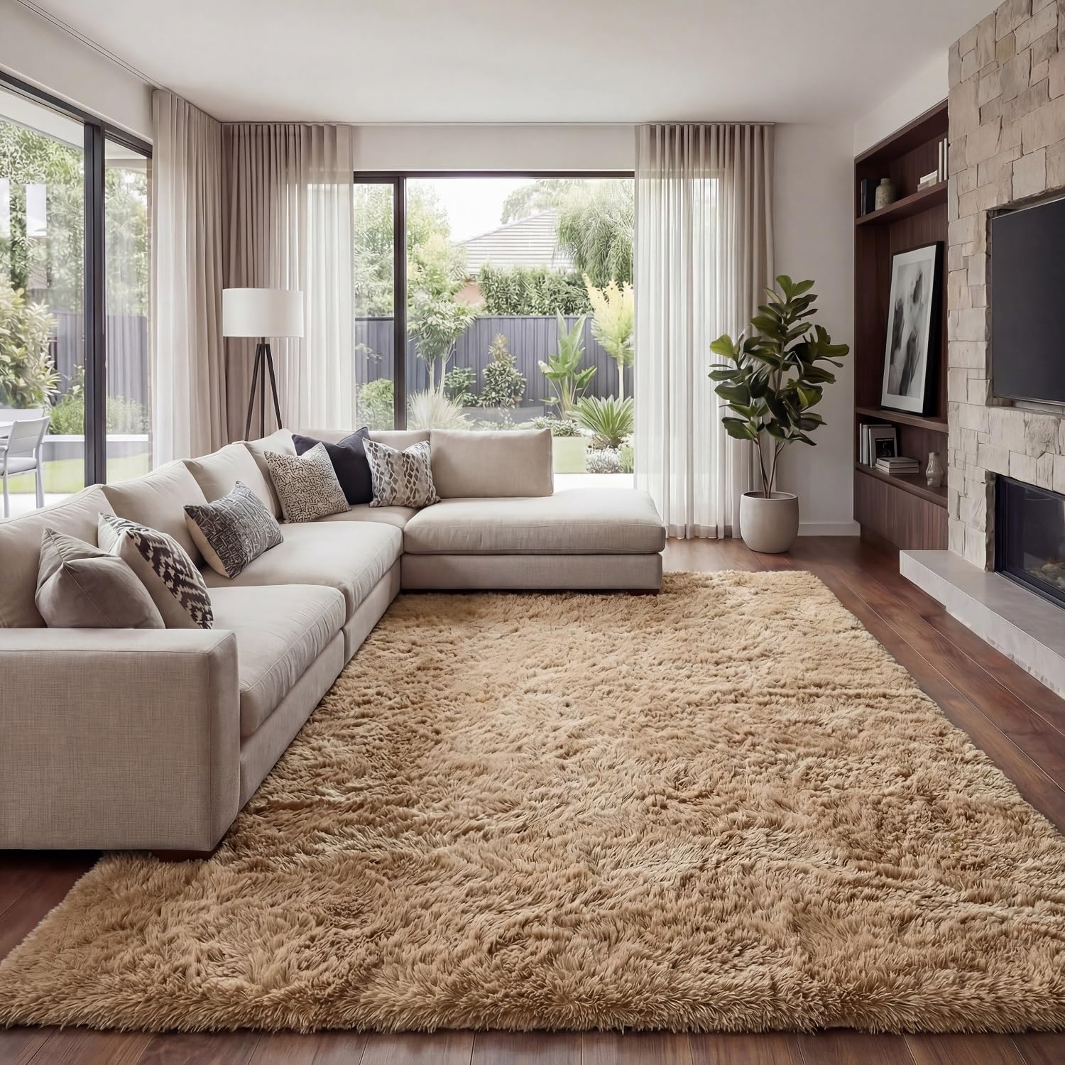 Area Rug Super Soft Indoor Modern Shag Luffy Living Room Carpets for Children Bedroom Living Room Home Decor Nursery Rug (2X3 Feet, Tie-Dye Dark Grey)